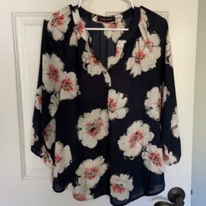 Ivanka Trump Long Sleeve Floral Blouse